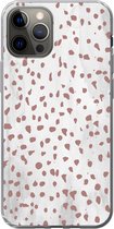 Coque iPhone 13 Pro - Pois - Marron - Wit - Coque de téléphone en Siliconen