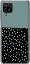 Geschikt voor Samsung Galaxy A12 hoesje - Stippen - Groen - Zwart - Siliconen Telefoonhoesje