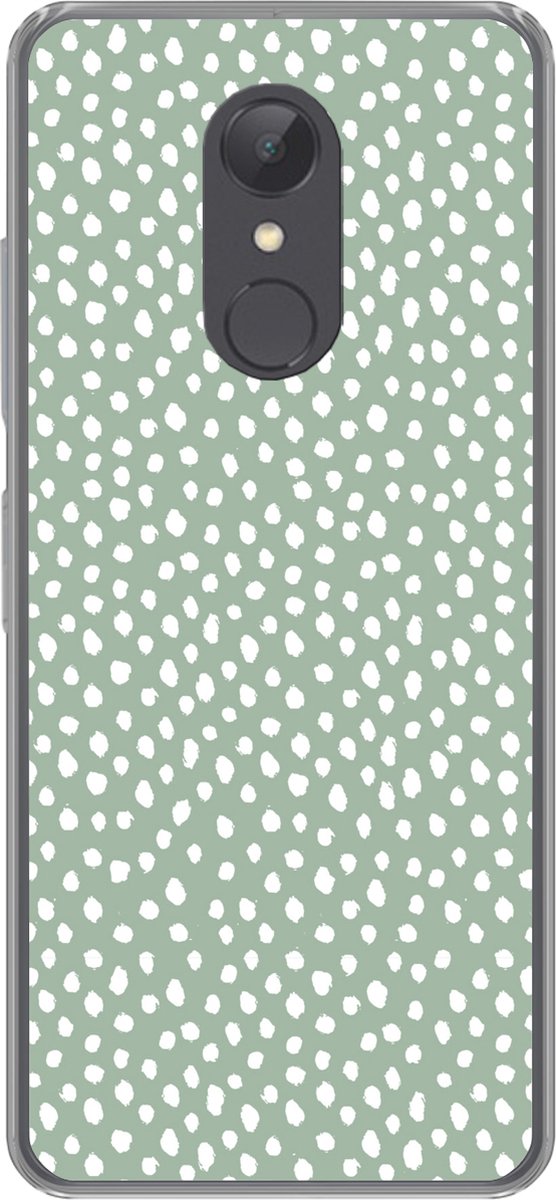 Telefoonhoesje Geschikt voor Xiaomi Redmi 5 hoesje - Stippen - Groen - Wit - Siliconen Telefoonhoesje Telefoonhoesje