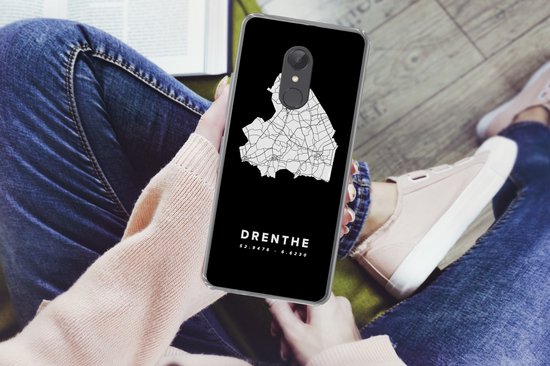 Telefoonhoesje Geschikt voor Xiaomi Geschikt voor Redmi 5 hoesje - Drenthe - Wegenkaart - Zwart - Siliconen Telefoonhoesje Telefoonhoesje
