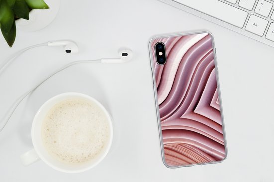Coque iPhone Xs Max - Pierres Naturelles - Rose - Gros plan - Coque de téléphone en Siliconen