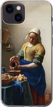 Geschikt voor iPhone 13 hoesje - Het melkmeisje - Vermeer - Oude meesters - Siliconen Telefoonhoesje