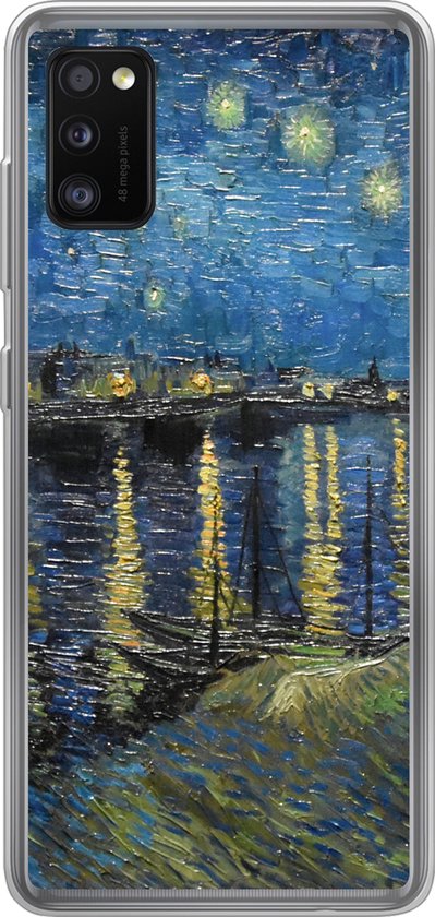 Telefoonhoesje Geschikt voor Samsung Galaxy A41 hoesje - Sterrennacht boven de Rhône - Van Gogh - Kunst - Siliconen Telefoonhoesje Telefoonhoesje