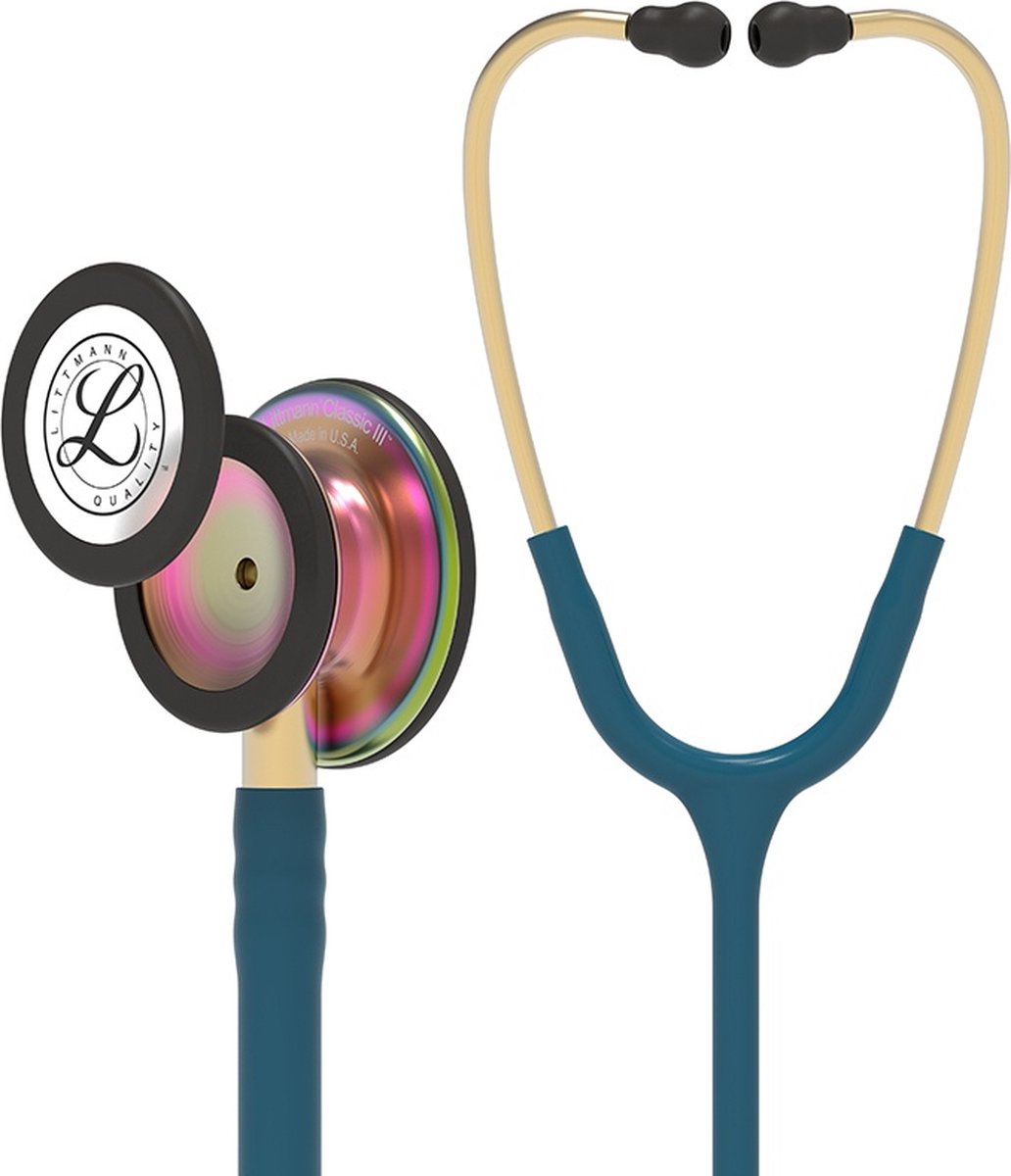Goedkoopste Littmann Classic III Stethoscoop 5807 Special Edition borststuk in regenboogafwerking Caribisch blauwe slang