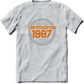1987 Limited Edition Ring T-Shirt | Zilver - Goud | Grappig Verjaardag en Feest Cadeau Shirt | Dames - Heren - Unisex | Tshirt Kleding Kado | - Licht Grijs - Gemaleerd - S