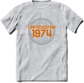 1974 Limited Edition Ring T-Shirt | Zilver - Goud | Grappig Verjaardag en Feest Cadeau Shirt | Dames - Heren - Unisex | Tshirt Kleding Kado | - Licht Grijs - Gemaleerd - XL