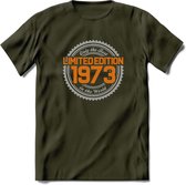 1973 Limited Edition Ring T-Shirt | Zilver - Goud | Grappig Verjaardag en Feest Cadeau Shirt | Dames - Heren - Unisex | Tshirt Kleding Kado | - Leger Groen - XL