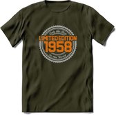 1958 Limited Edition Ring T-Shirt | Zilver - Goud | Grappig Verjaardag en Feest Cadeau Shirt | Dames - Heren - Unisex | Tshirt Kleding Kado | - Leger Groen - XXL