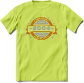 Premium Since 2004 T-Shirt | Zilver - Goud | Grappig Verjaardag en Feest Cadeau Shirt | Dames - Heren - Unisex | Tshirt Kleding Kado | - Groen - 3XL