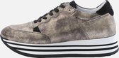 KUNOKA STRIPY platform sneaker vintage gold - Sneakers Dames - maat 39 - Zwart Wit Zilver Grijs