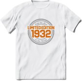 1932 Limited Edition Ring T-Shirt | Zilver - Goud | Grappig Verjaardag en Feest Cadeau Shirt | Dames - Heren - Unisex | Tshirt Kleding Kado | - Wit - S