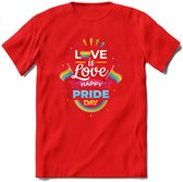 Love Is Love | Pride T-Shirt | Grappig LHBTIQ+ / LGBTQ / Gay / Homo / Lesbi Cadeau Shirt | Dames - Heren - Unisex | Tshirt Kleding Kado | - Rood - L