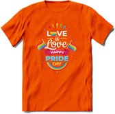 Love Is Love | Pride T-Shirt | Grappig LHBTIQ+ / LGBTQ / Gay / Homo / Lesbi Cadeau Shirt | Dames - Heren - Unisex | Tshirt Kleding Kado | - Oranje - 3XL