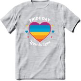 Love Is Love | Pride T-Shirt | Grappig LHBTIQ+ / LGBTQ / Gay / Homo / Lesbi Cadeau Shirt | Dames - Heren - Unisex | Tshirt Kleding Kado | - Licht Grijs - Gemaleerd - 3XL