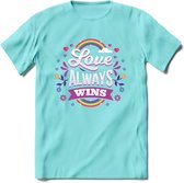 Love Wins | Pride T-Shirt | Grappig LHBTIQ+ / LGBTQ / Gay / Homo / Lesbi Cadeau Shirt | Dames - Heren - Unisex | Tshirt Kleding Kado | - Licht Blauw - L