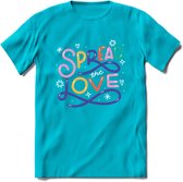 Spread Love | Pride T-Shirt | Grappig LHBTIQ+ / LGBTQ / Gay / Homo / Lesbi Cadeau Shirt | Dames - Heren - Unisex | Tshirt Kleding Kado | - Blauw - XL