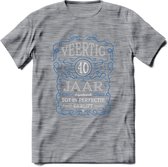 40 Jaar Legendarisch Gerijpt T-Shirt | Blauw - Grijs | Grappig Verjaardag en Feest Cadeau Shirt | Dames - Heren - Unisex | Tshirt Kleding Kado | - Donker Grijs - Gemaleerd - S