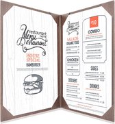 Goodline® - Menumap / Menukaart Mappen - 2x A4 - Houtpatroon Donkerbruin