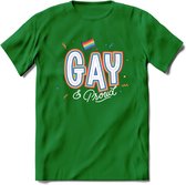 Gay | Pride T-Shirt | Grappig LHBTIQ+ / LGBTQ / Gay / Homo / Lesbi Cadeau Shirt | Dames - Heren - Unisex | Tshirt Kleding Kado | - Donker Groen - M