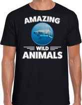 T-shirt haai - zwart - heren - amazing wild animals - cadeau shirt haai / haaien liefhebber L