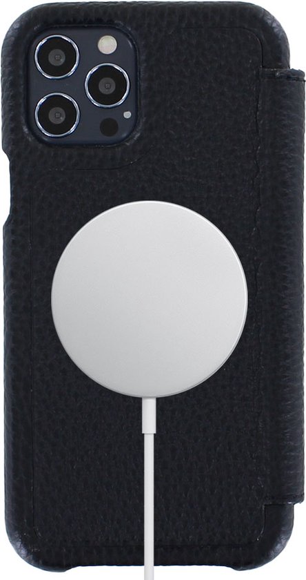 Bookcase hoesje pour iPhone 12 Pro Max - Graffi - Zwart uni - Cuir