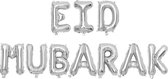 Ramadan decoratie: Folieballon letters Eid Mubarak (zilver)