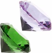 Nep edelstenen/diamanten van glas 4 cm doorsnede lila en groen - decoratie of speelgoed
