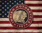 Indian Motorcycle Flag .  Metalen wandbord 31,5 x 40,5 cm met licentie.
