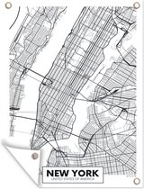 Tuin decoratie Kaart - New York - Minimalisme - 30x40 cm - Tuindoek - Buitenposter