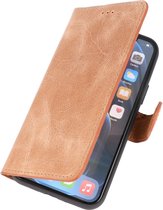 Wicked Narwal | MF Handmade Leer bookstyle / book case/ wallet case Hoesje iPhone 12 Pro Zand Bruin