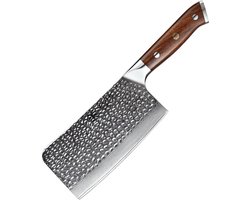 Xinzuo | Hakmes voor botten (chopping) | Damascus staal (gehamerd) | Woestijnijzerhout | B13D