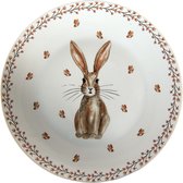 Clayre & Eef Ontbijtbord Ø 20 cm Beige Bruin Porselein Konijn