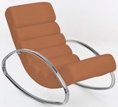 24Designs Amy Schommelstoel - Relax Fauteuil - Kunstleer Bruin - Verchroomd Metalen Frame