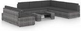 vidaXL 8-delige Loungeset met kussens poly rattan grijs