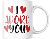 Valentijn Mok met tekst: I Adore you | Valentijn cadeau | Valentijn decoratie | Grappige Cadeaus | Koffiemok | Koffiebeker | Theemok | Theebeker