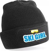 Apres ski muts ski girl zwart voor dames - Foute wintersport muts dames