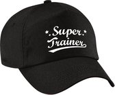 Super trainer cadeau pet / baseball cap zwart voor dames en volwassenen - cadeau pet trainer / coach
