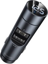 Baseus  FM Transmitter Bluetooth - Autolader  USB-A Oplader - Handsfree Bellen -  Bluetooth Carkit - Muziek Streamen - LED - (Draadloos 5.0+5V/3.1A) Donkergrijs CCNLZ-0G
