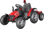Elektrische Kinderauto Tractor Rood met aanhangwagen