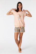 Woody pyjama meisjes - mandril - roze - 221-1-BST-S/411 - maat M