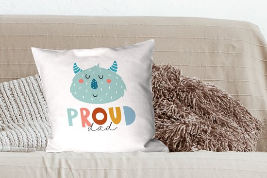 Coussins décoratifs - Oreillers Salon - 50x50 cm - Citations - Papa fier - Proverbes - Papa