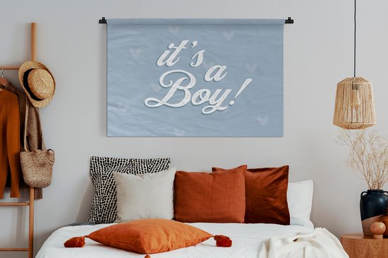 Tapisserie - Tapisserie - Baby shower - Garçon - Coeur -Citations - C'est un garçon - Proverbes - 120x80 cm - Tapisserie