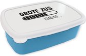 Broodtrommel Blauw - Lunchbox - Brooddoos - Grote zus - Broertje - Zusje - Quotes - Spreuken - 18x12x6 cm - Kinderen - Jongen