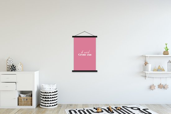 Porte-affiche avec affiche - Affiche scolaire - Je vais être une grande soeur - Proverbes - Grande soeur - Citations - Soeurs - 60x90 cm - Lattes noires