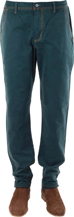 Suitable - Heren Chino Sticked Twill Green - Tailored-fit - Chino Heren maat W 33 - L 34