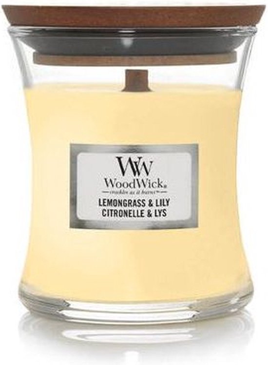 WoodWick Hourglass Medium Geurkaars - Lemongrass & Lily