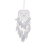 Telestore - dromenvanger -  Dreamcatcher - wit - veren - kralen - Hart hartjes love - Woondecoratie