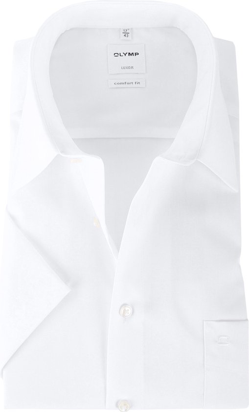 OLYMP Luxor comfort fit overhemd - korte mouw - wit - Strijkvrij - Boordmaat:
