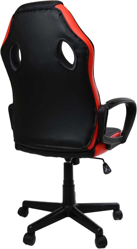 Gamestoel - Bureaustoel - ademend en comfortabel, ergonomisch, PU kunstleer, Rood/Zwart