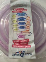 4 bewaardozen voeding rond/ food storage container round purple 2250 ml PP 4 afmetingen 1350 ml 800 ml 400 ml goed afsluitbaar met klep